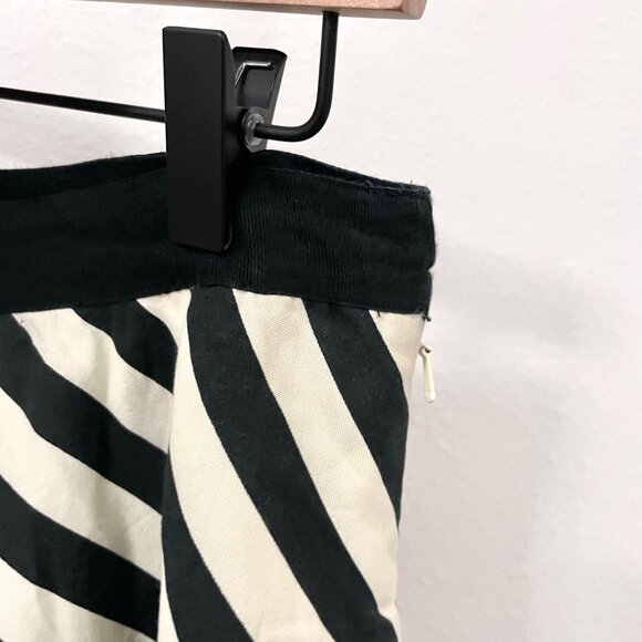 Ralph Lauren Cotton Silk Blend Black Ivory Stripe Midi Skirt Size 6 Vintage Old - Picture 3 of 8